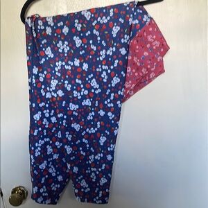 Anthropologie Kachel Pink and Blue Floral Fabric leggings. In like new condition